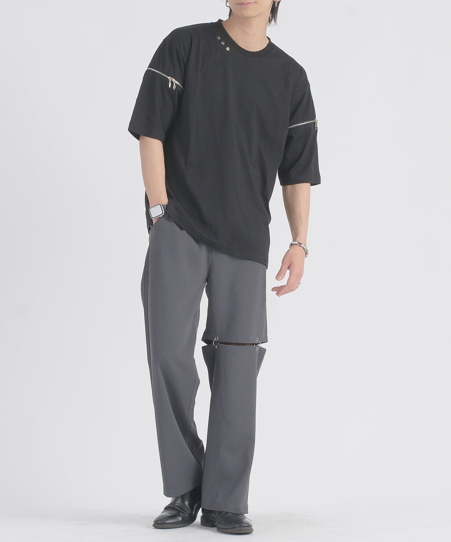 ファスナースリーブTシャツ