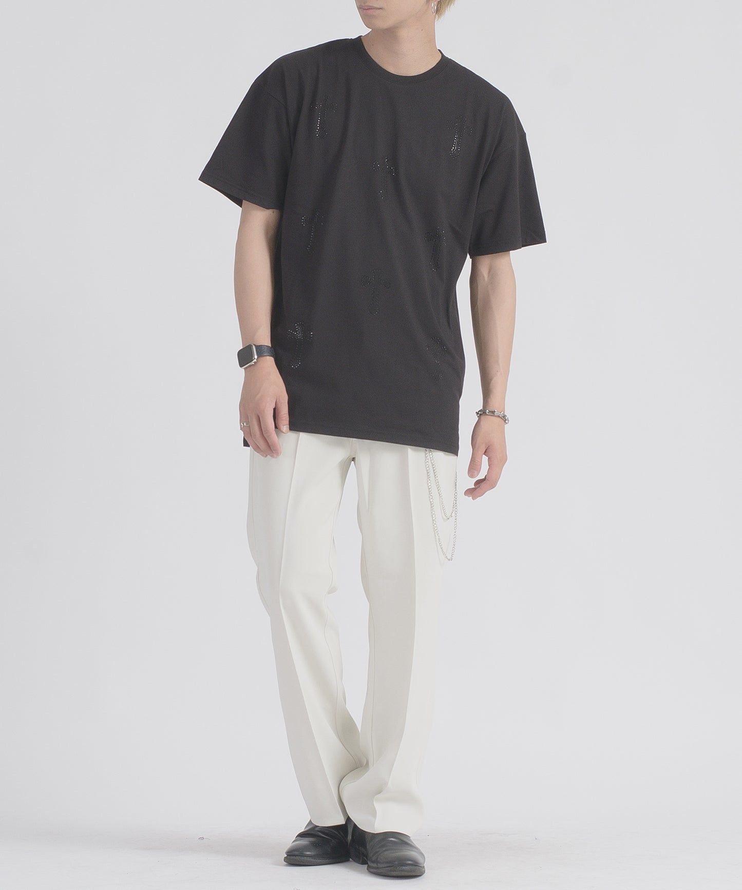 クロスラインストーンTシャツ