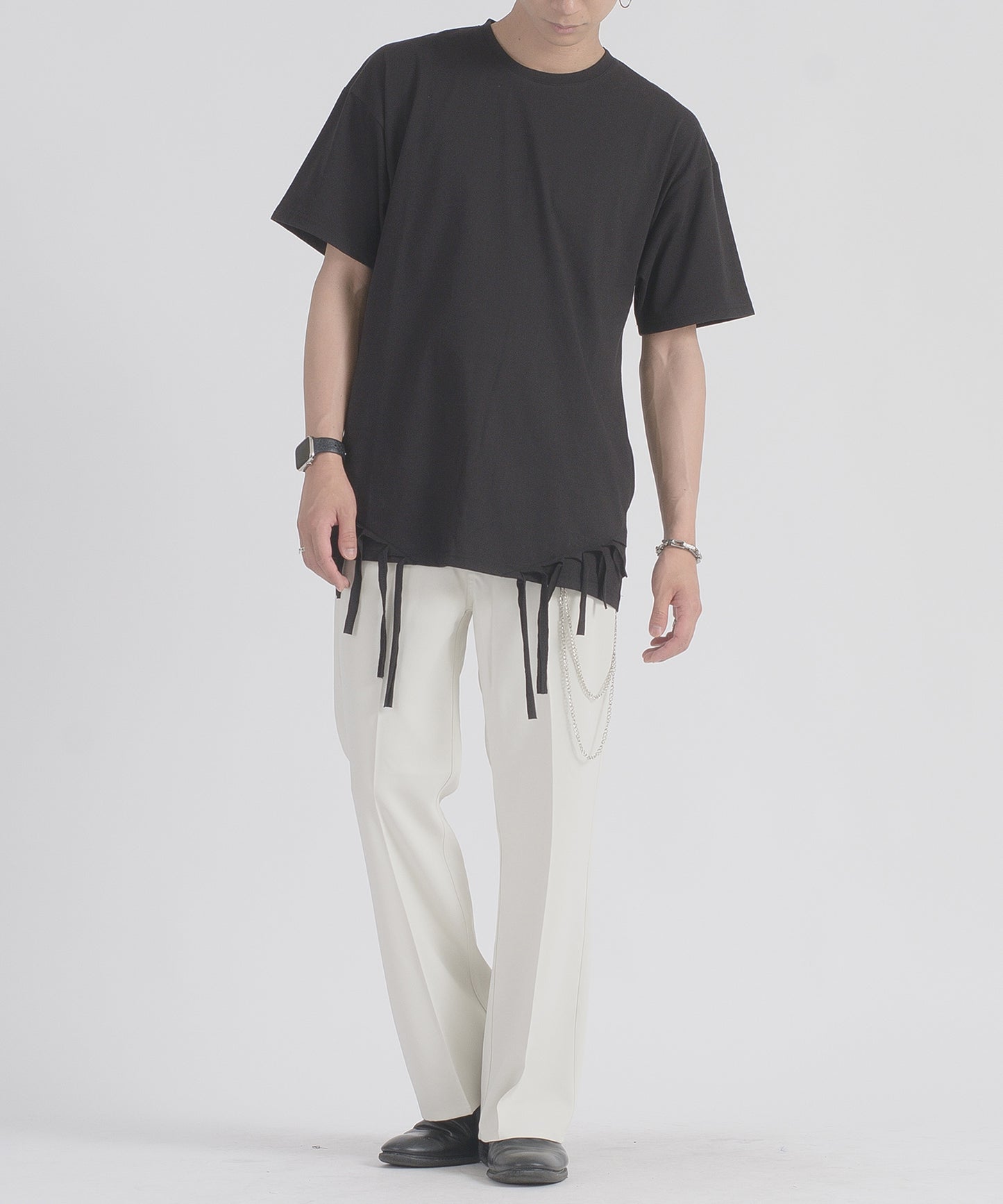 フリンジヘムTシャツ