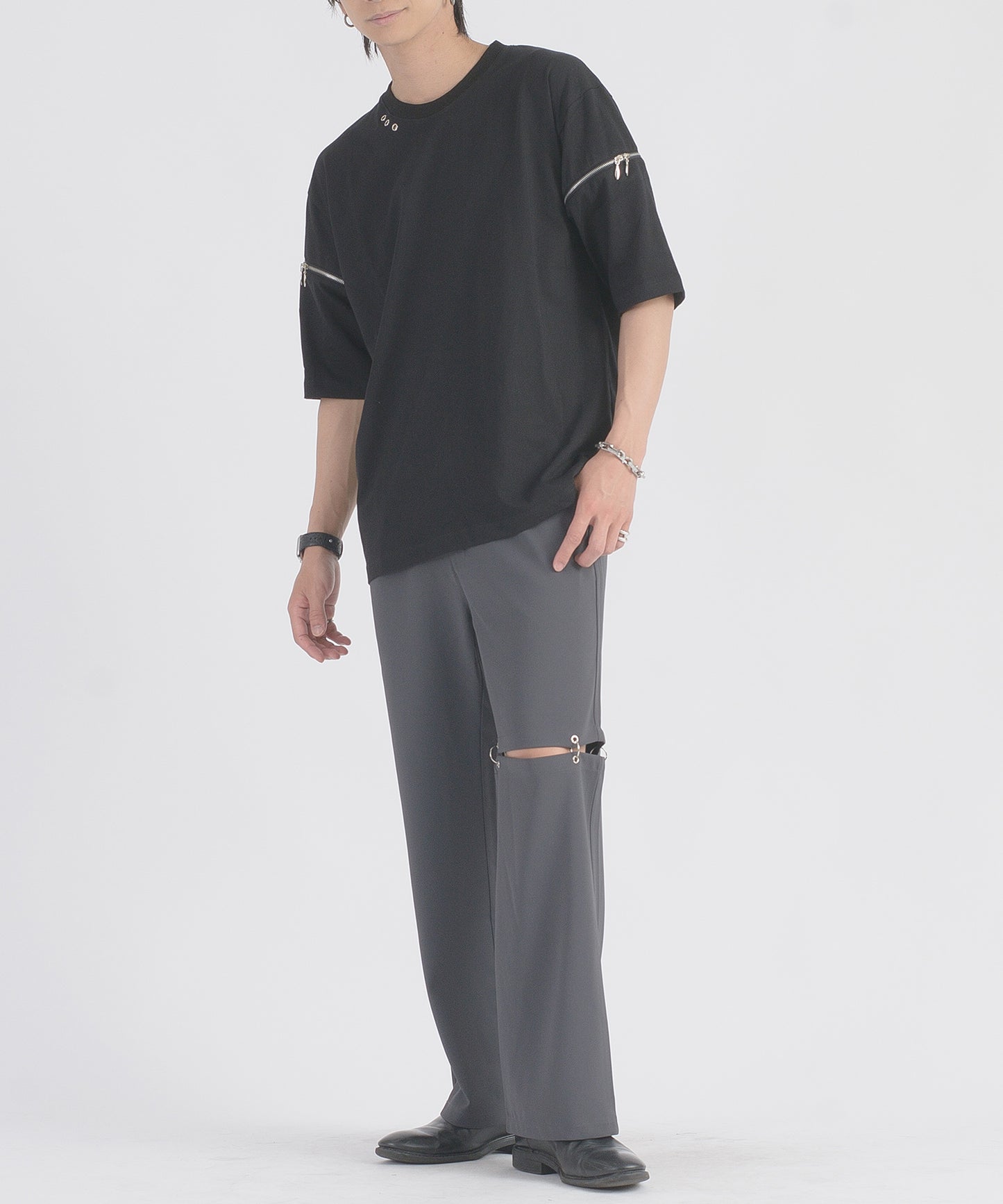 ファスナースリーブTシャツ