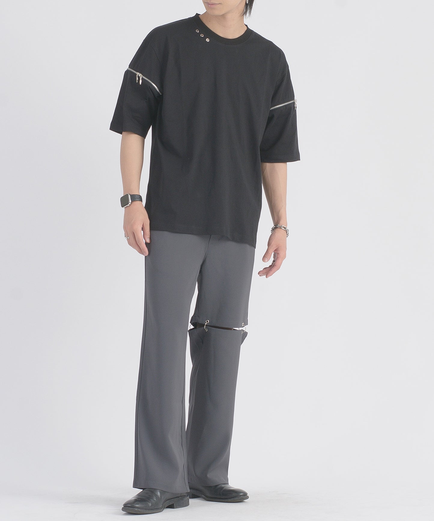 ファスナースリーブTシャツ