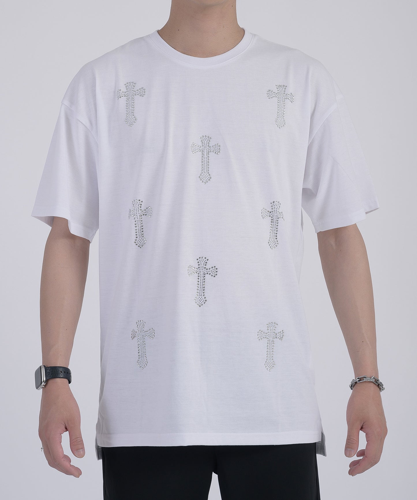 クロスラインストーンTシャツ