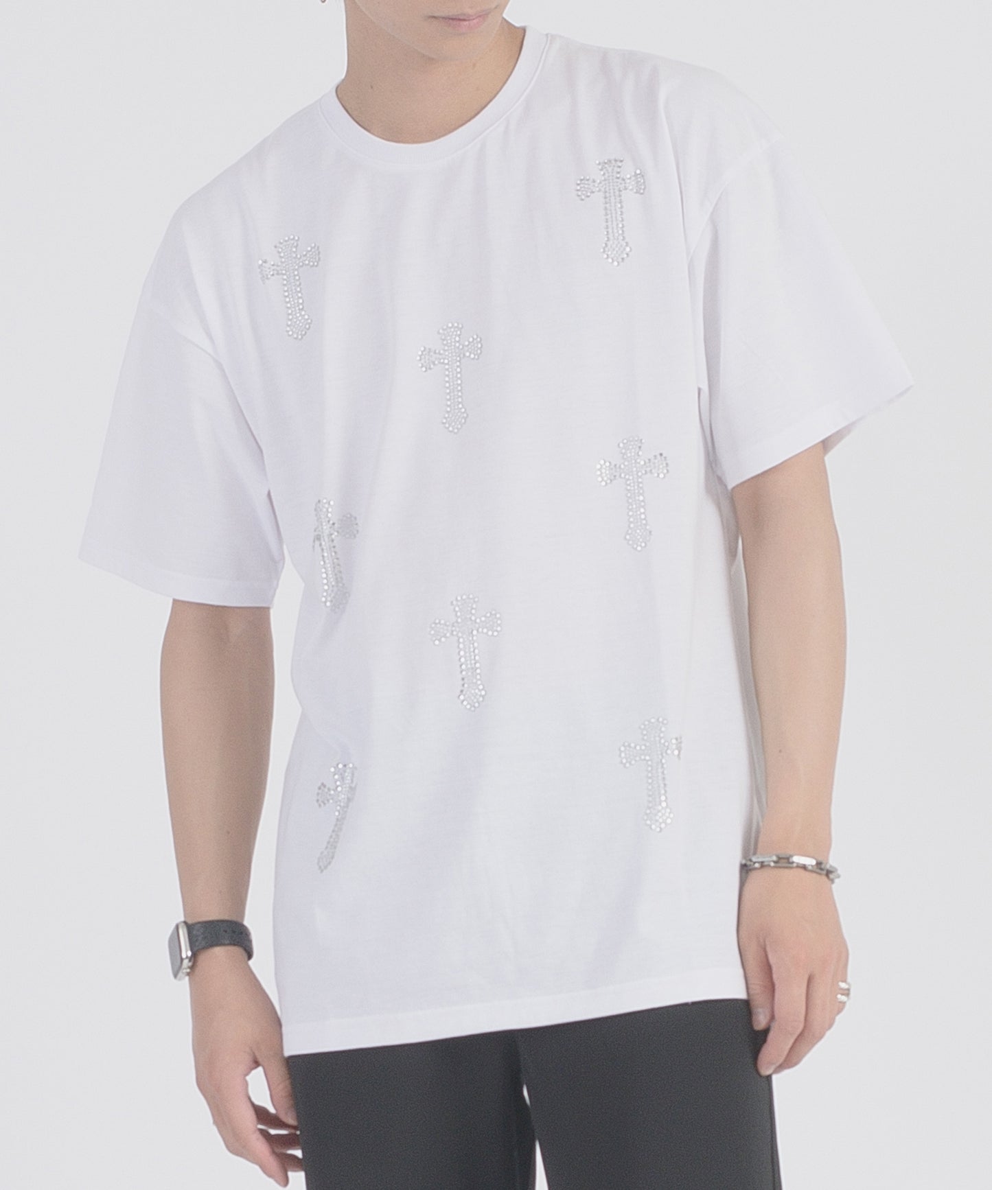 クロスラインストーンTシャツ