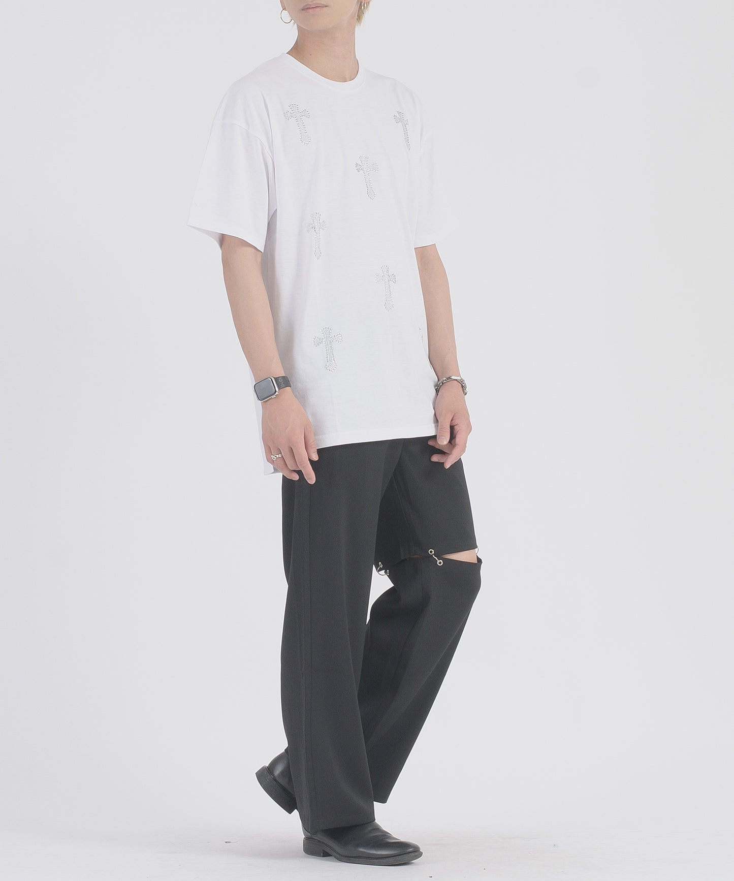 クロスラインストーンTシャツ