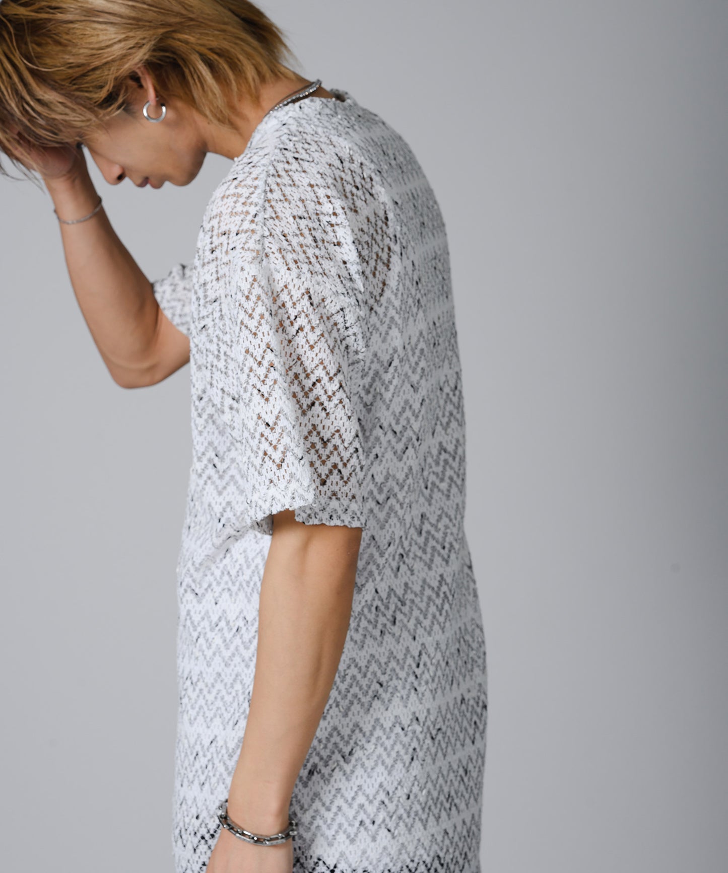ジャガードニットソーTシャツ