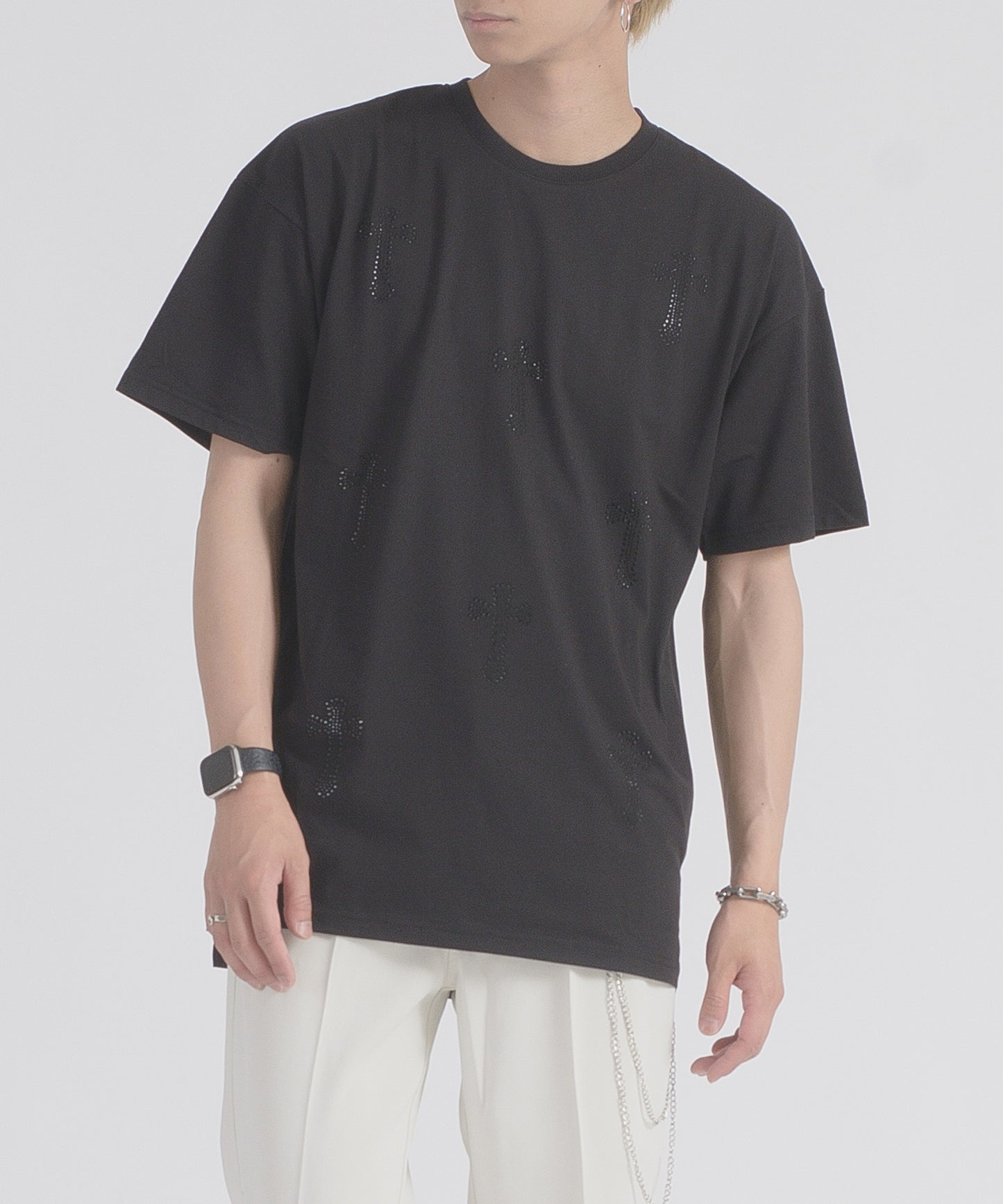 クロスラインストーンTシャツ
