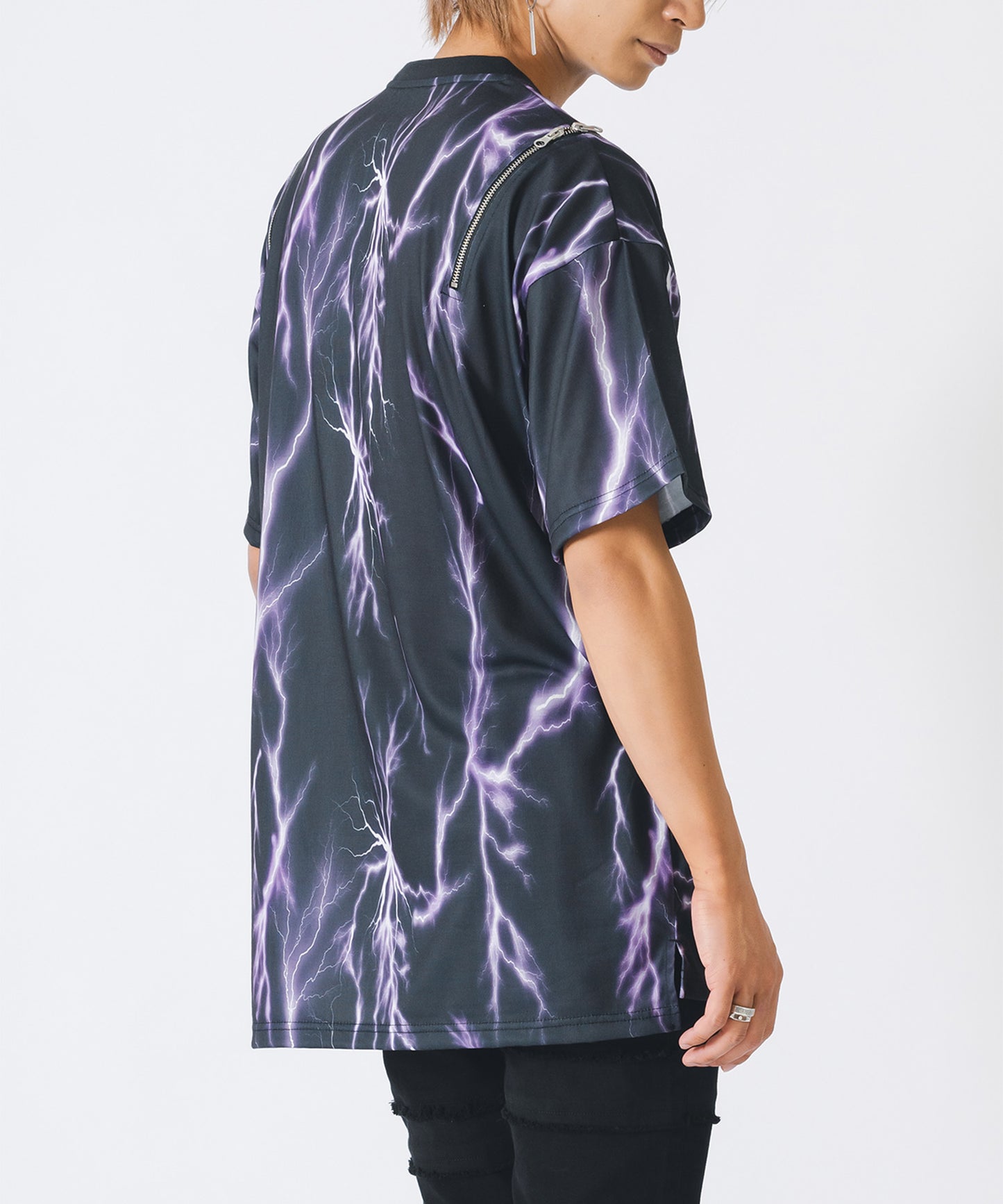 サンダープリントZIP付きビッグシルエットTシャツ
