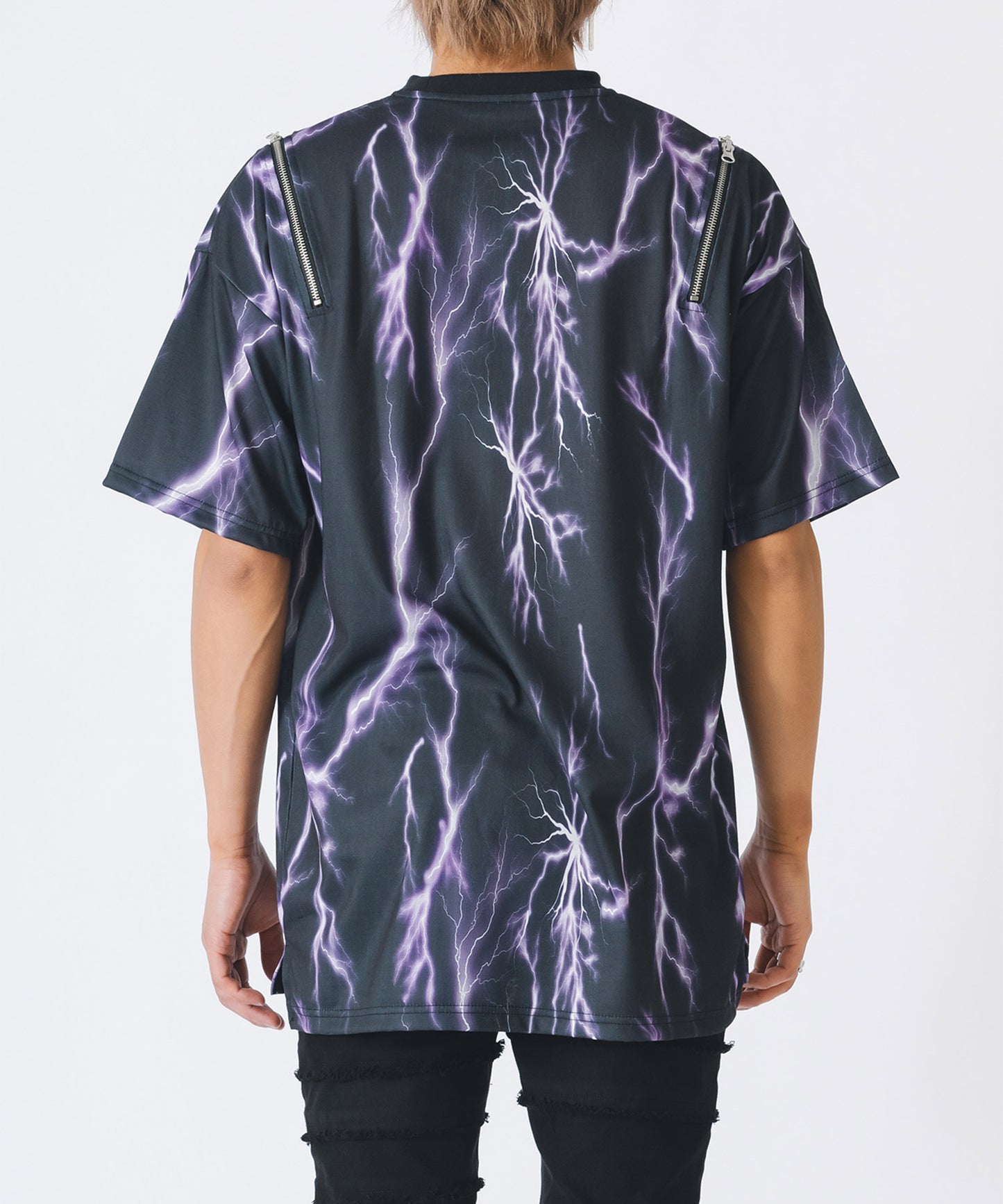 サンダープリントZIP付きビッグシルエットTシャツ