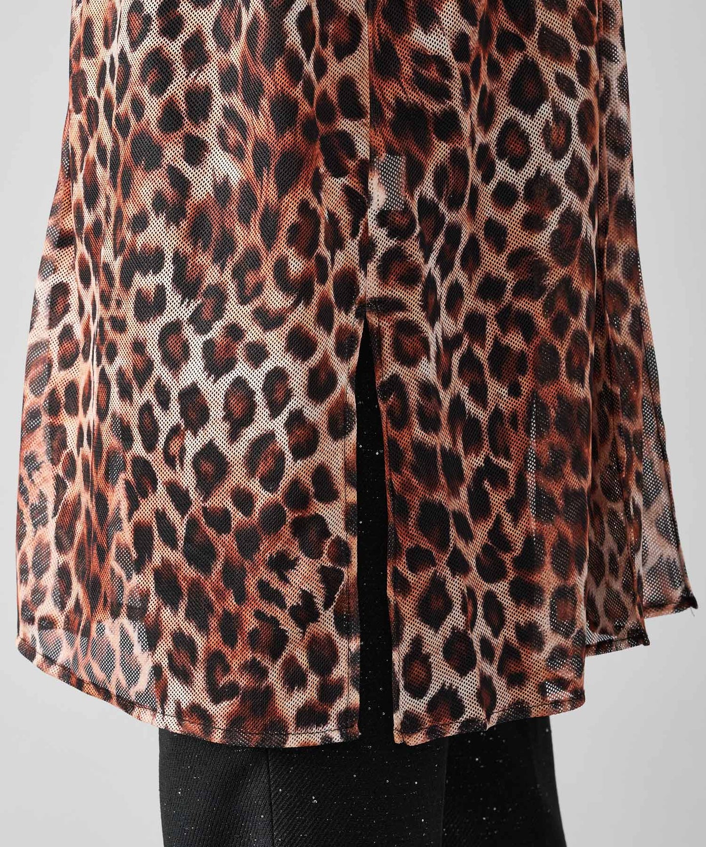 総プリントメッシュロングシャツ