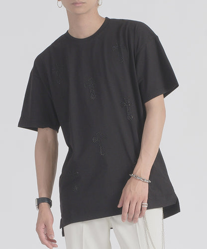 クロスラインストーンTシャツ