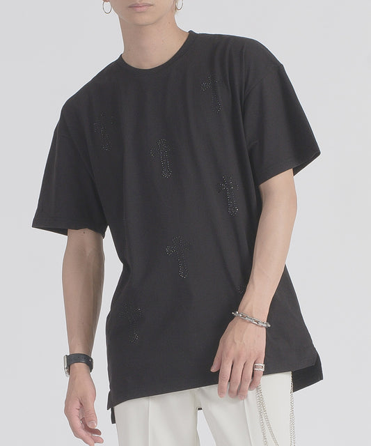 クロスラインストーンTシャツ