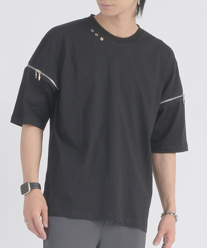 ファスナースリーブTシャツ