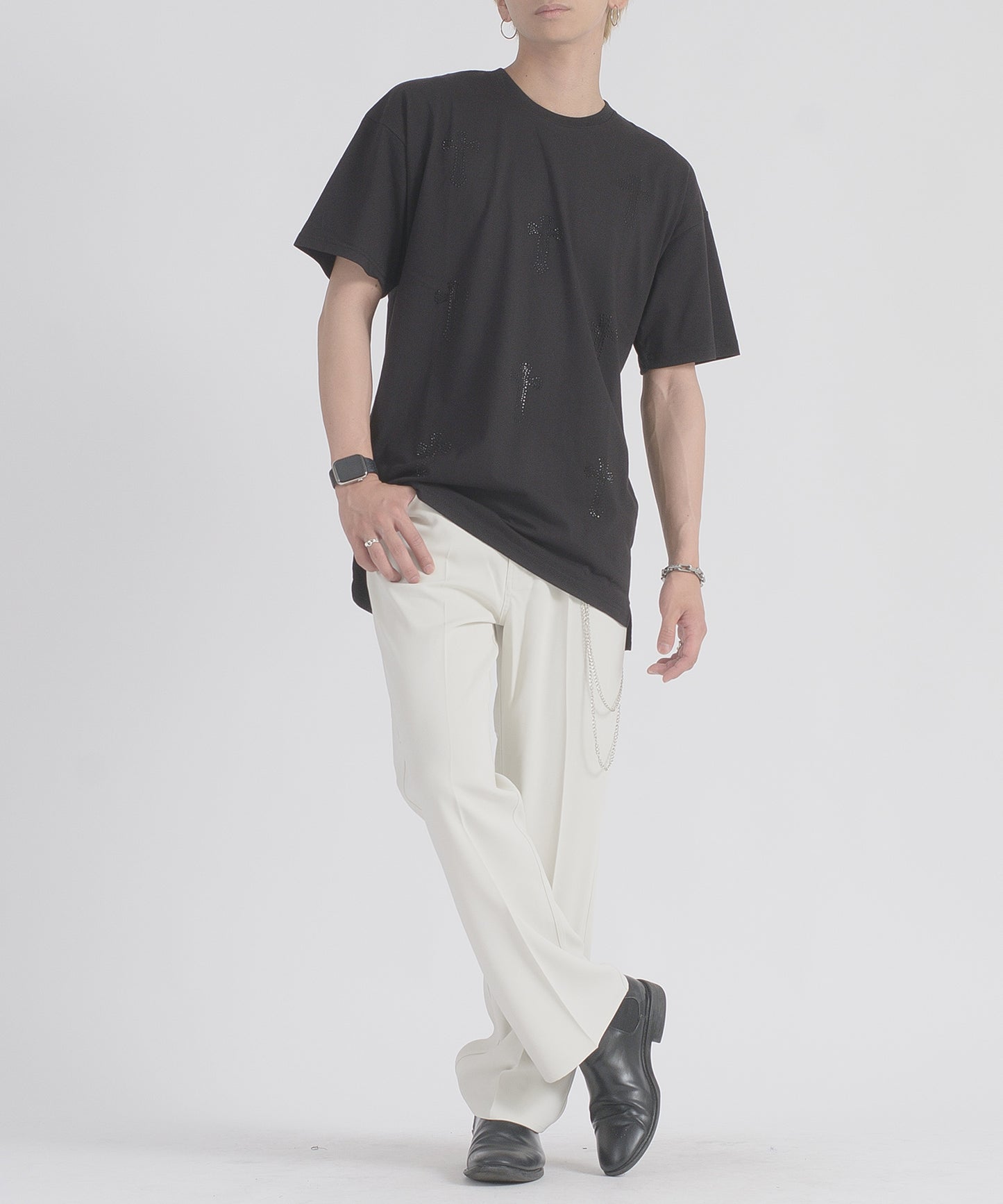 クロスラインストーンTシャツ