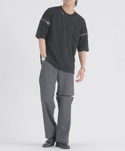 ファスナースリーブTシャツ