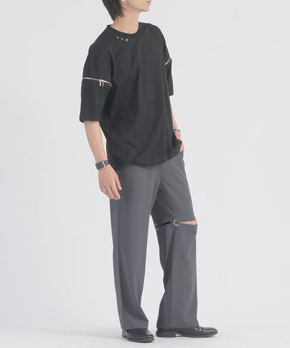 ファスナースリーブTシャツ