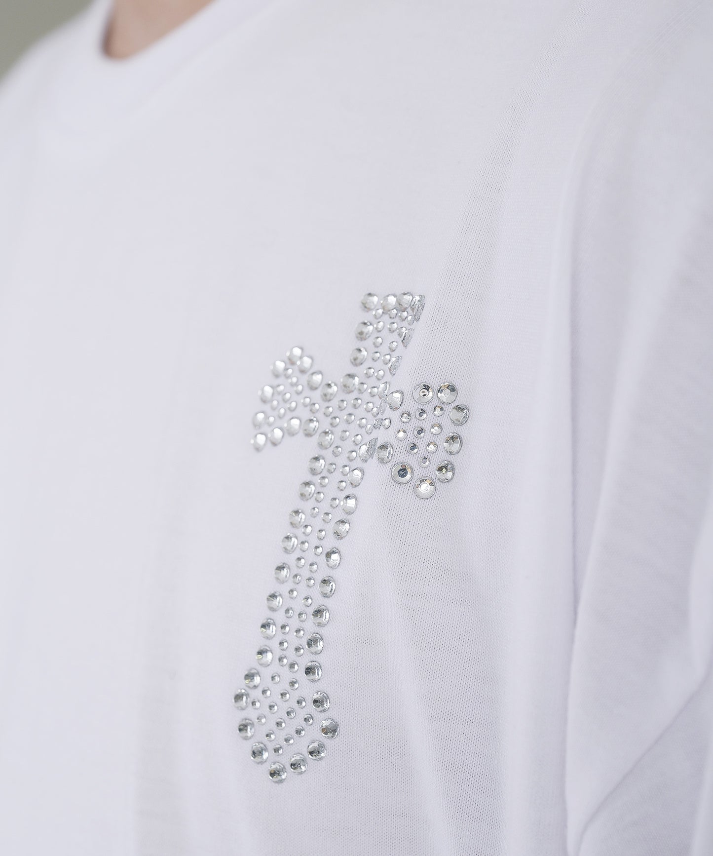 クロスラインストーンTシャツ
