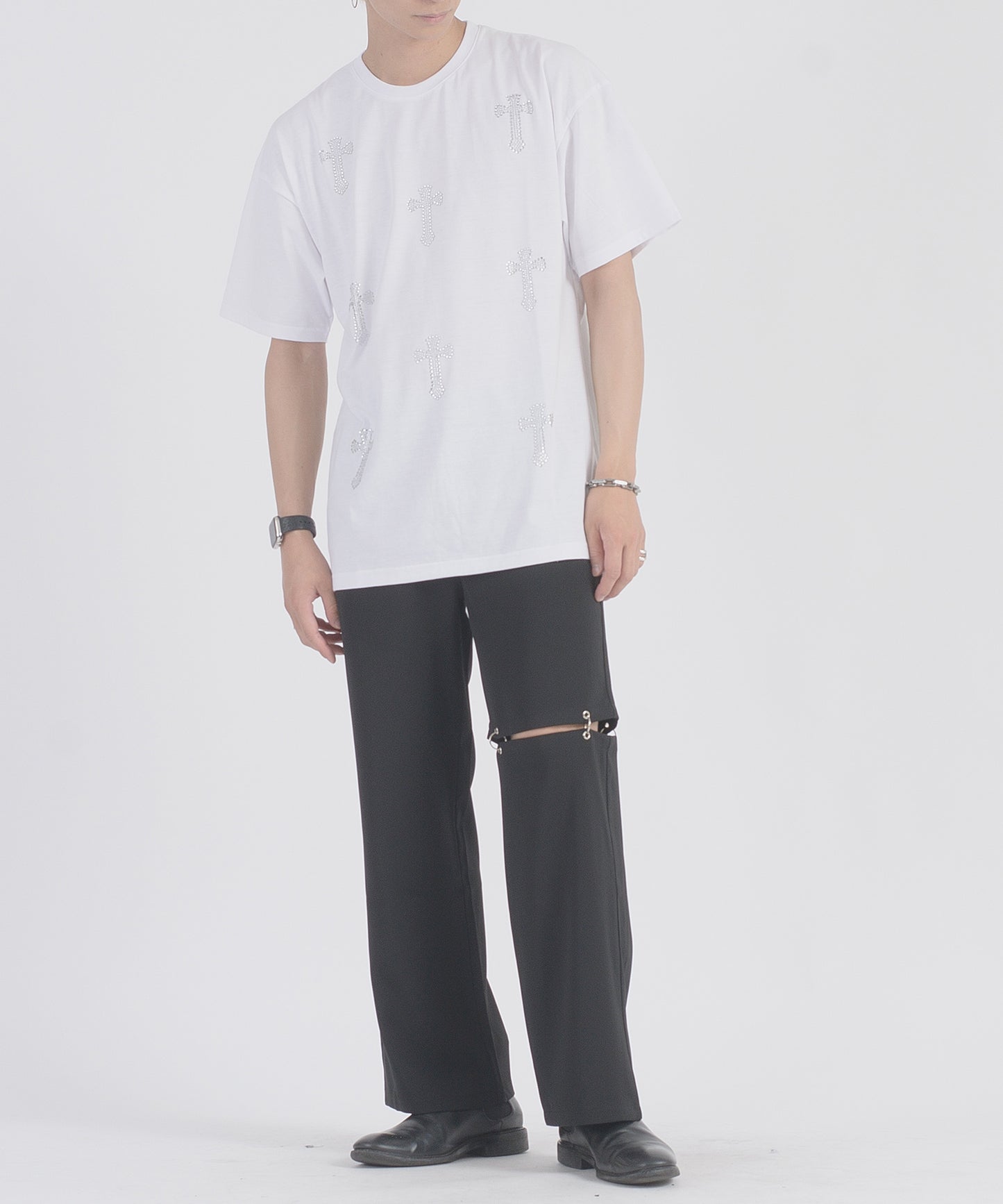 クロスラインストーンTシャツ