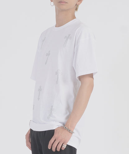 クロスラインストーンTシャツ