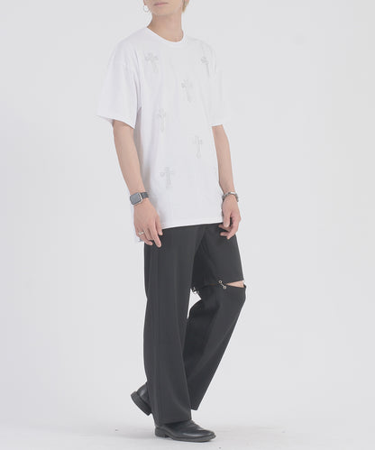 クロスラインストーンTシャツ