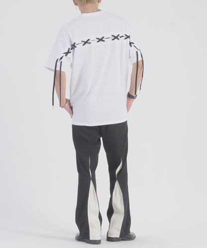 レースアップTシャツ
