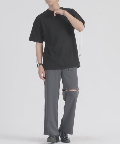 レースアップTシャツ