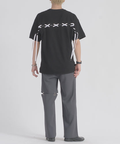 レースアップTシャツ