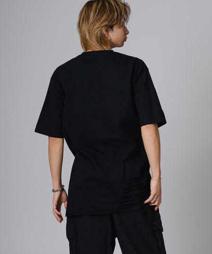 ローズ刺繍グランジTシャツ