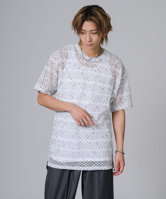 ジャガードニットソーTシャツ