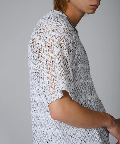 ジャガードニットソーTシャツ