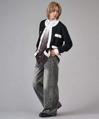 スタッズワイドバギーデニムパンツ