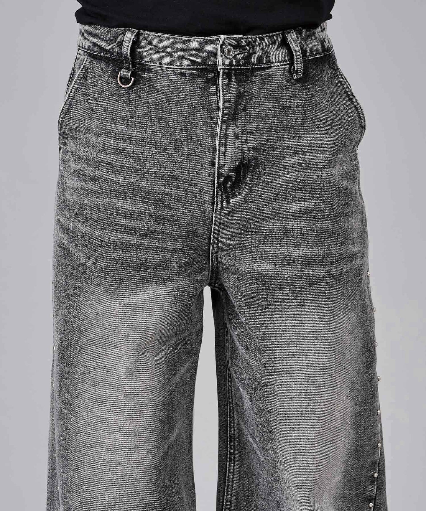 スタッズワイドバギーデニムパンツ