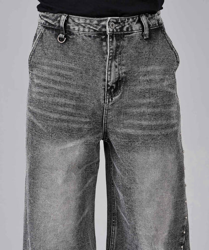 スタッズワイドバギーデニムパンツ