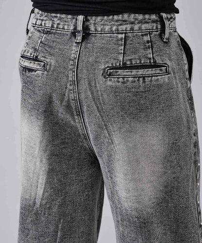 スタッズワイドバギーデニムパンツ