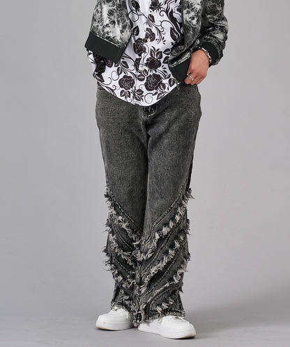 フリンジフレアデニムパンツ