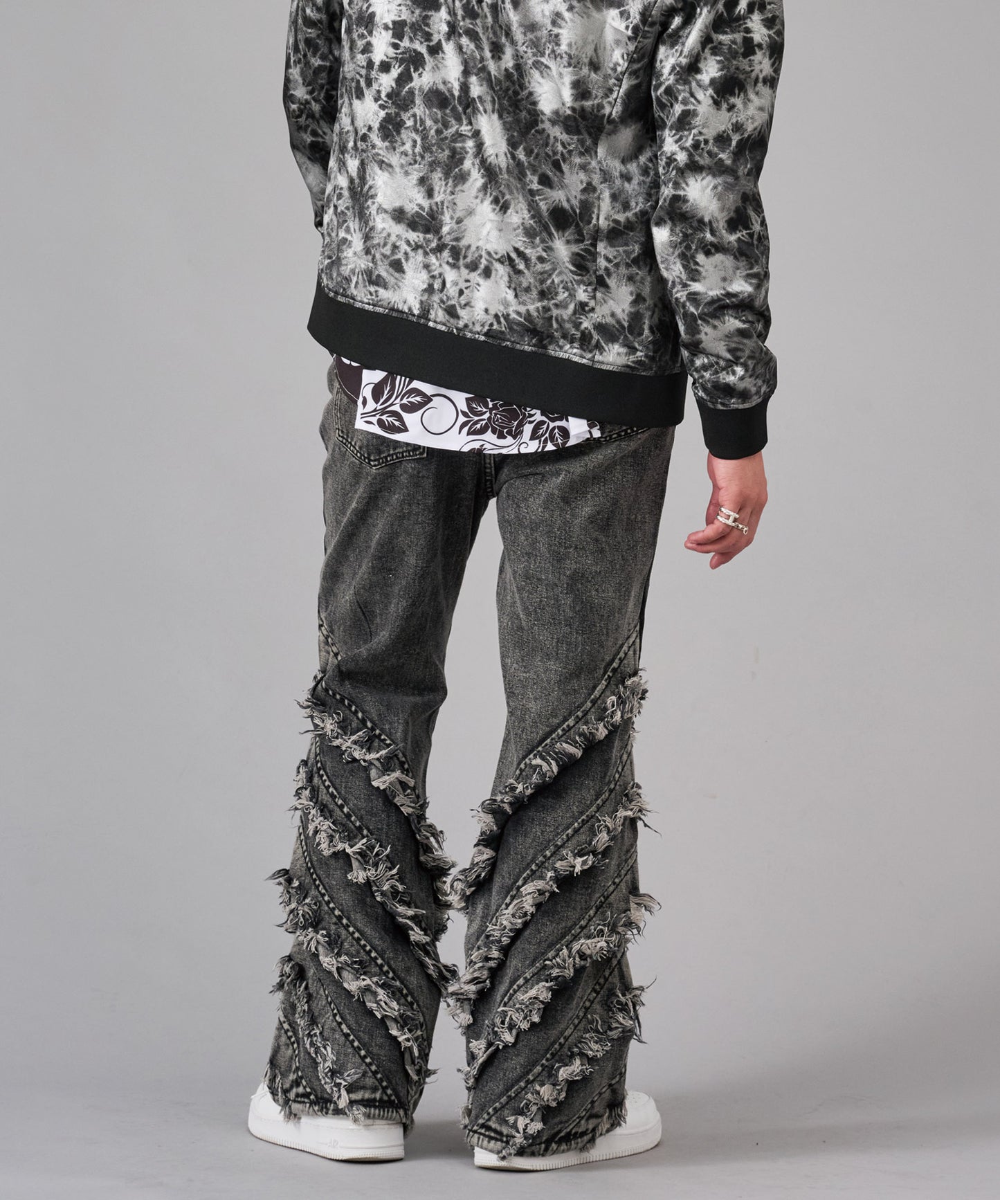 フリンジフレアデニムパンツ