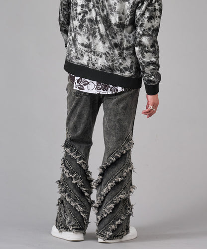 フリンジフレアデニムパンツ