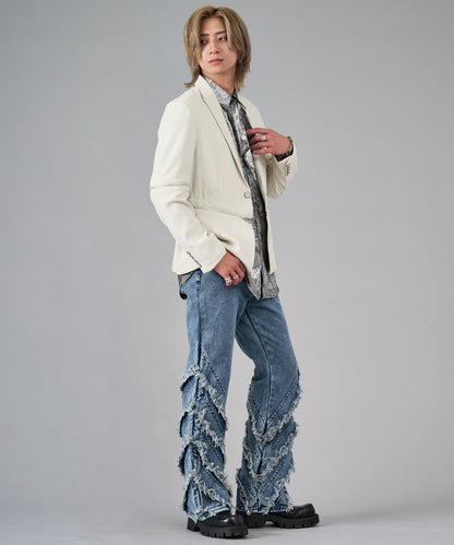 フリンジフレアデニムパンツ