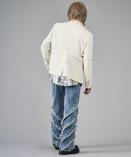 フリンジフレアデニムパンツ