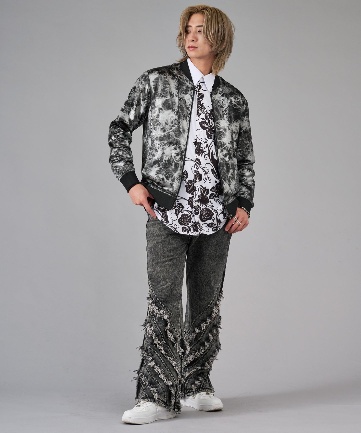 フリンジフレアデニムパンツ