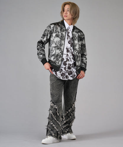 フリンジフレアデニムパンツ