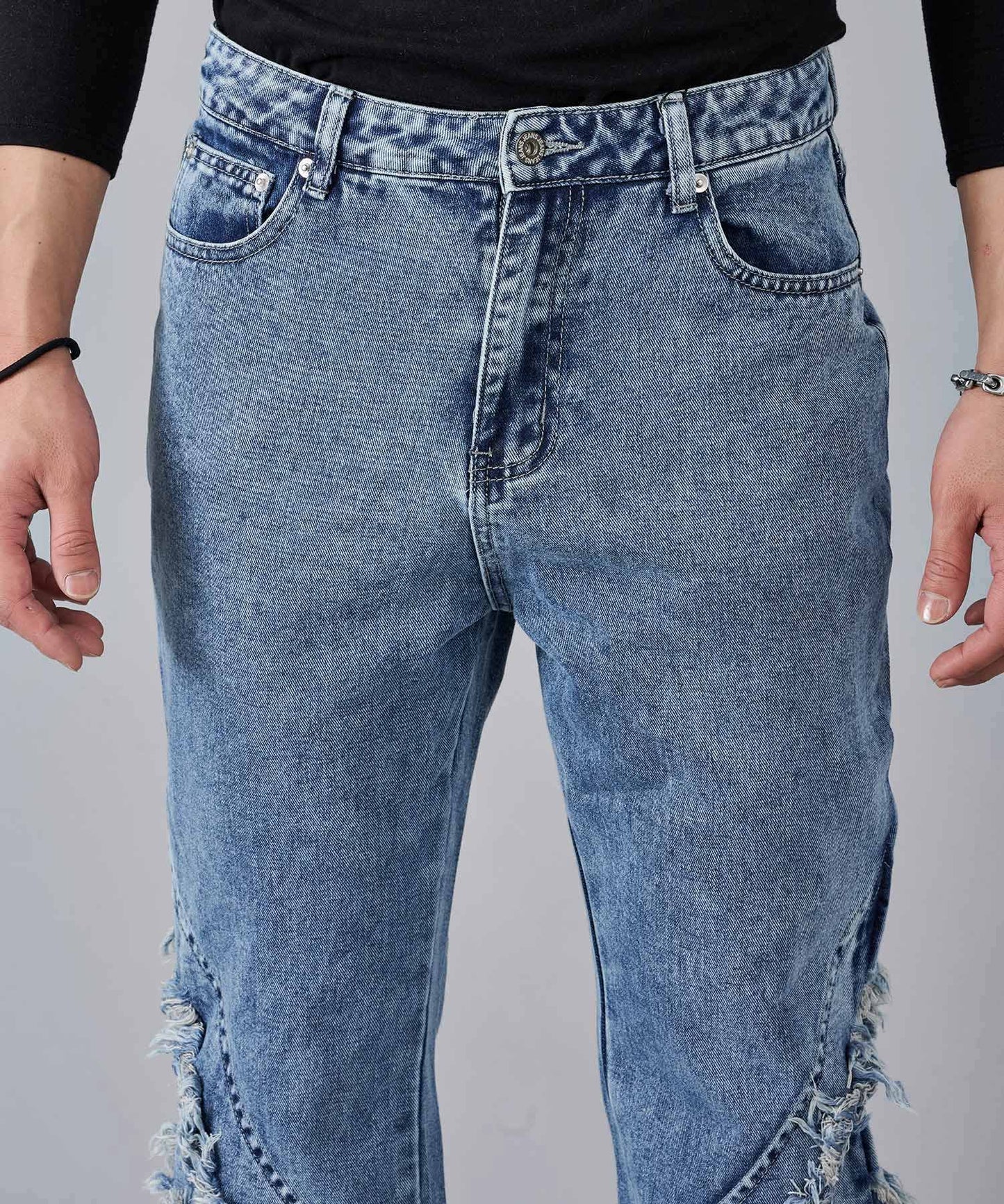 フリンジフレアデニムパンツ