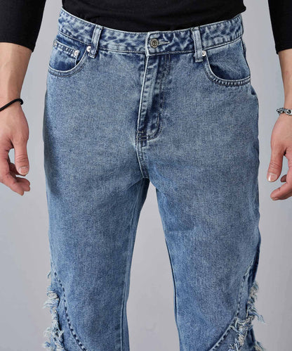 フリンジフレアデニムパンツ