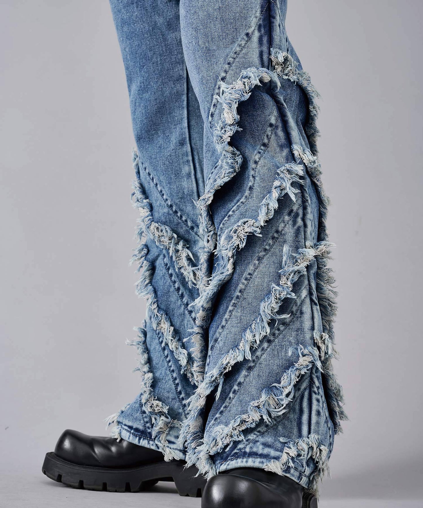 フリンジフレアデニムパンツ