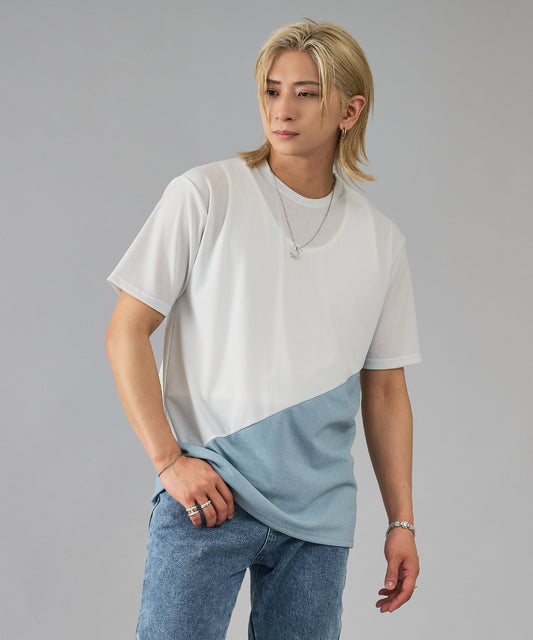 ネックレス付き配色切り替えTシャツ