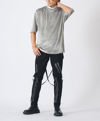 ネックレス付きモックネック半袖Tシャツ