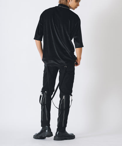 ネックレス付きモックネック半袖Tシャツ