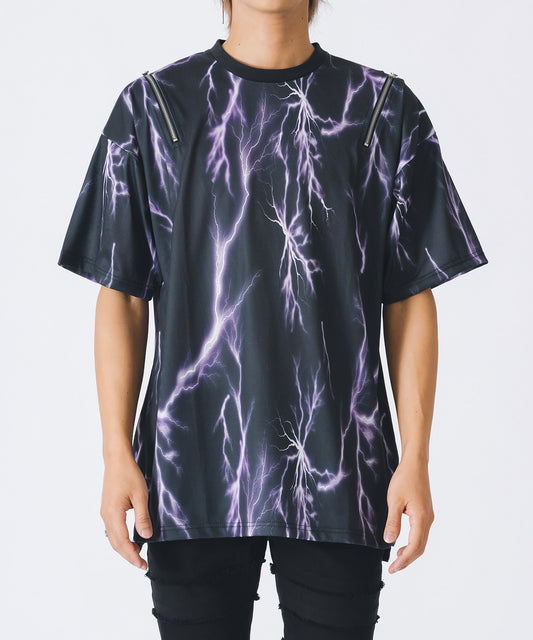 サンダープリントZIP付きビッグシルエットTシャツ