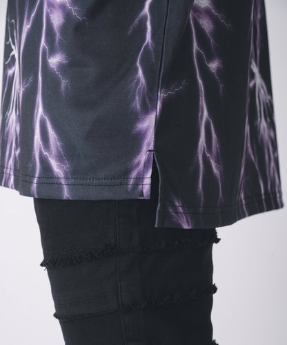 サンダープリントZIP付きビッグシルエットTシャツ
