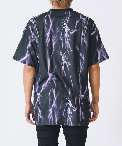 サンダープリントZIP付きビッグシルエットTシャツ