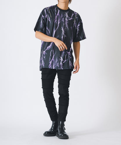 サンダープリントZIP付きビッグシルエットTシャツ